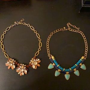 J Crew stoned gold necklaces (TWO)